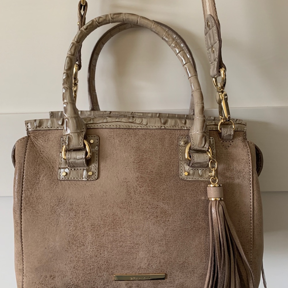 Brahmin warm grey mini schooner NWT